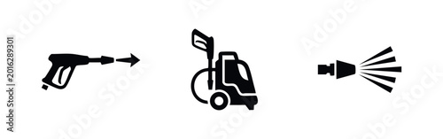 Obraz na plátne Pressure Washer and Nozzle Icons Set