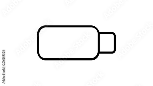 Portable USB data drive vector icon showing a small plastic flash stick with an exposed metal connector for secure file transfer and external memory storage technology illustration.