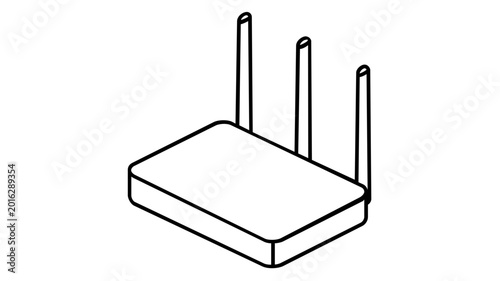 Professional wireless Wi-Fi router vector icon with three vertical antennas representing stable internet signal and network hardware, minimalist illustration for technology and connectivity.