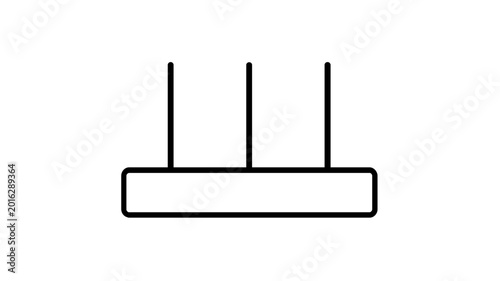 Modern black wireless router vector icon with three antennas for high performance networking and internet access, clean flat illustration for computer hardware and digital connectivity themes.