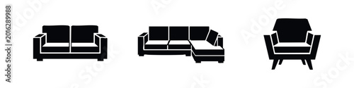 Bild auf Leinwand Sofa and Armchair Icons for Living Room Furniture