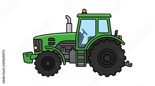 Green tractor farm vehicle illustration.