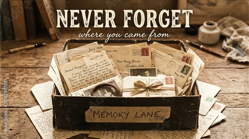 Echoes of Yesterday: A vintage trunk overflows with precious memorabilia—letters, photographs, and keepsakes—inviting reflection on cherished memories and the enduring power of the past.