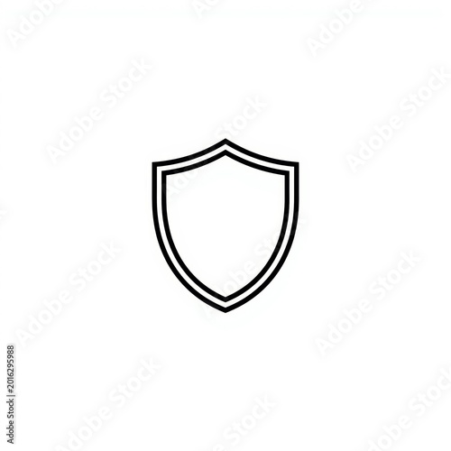 Shield icon simple black line drawing on a white background security and protection symbol high quality professional detailed