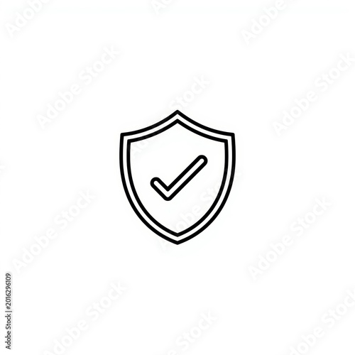 shield with check mark icon linear style security symbol on a white background high quality professional detailed modern