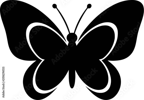 Black Butterfly Silhouette Icon Vector Illustration Isolated on White Background
