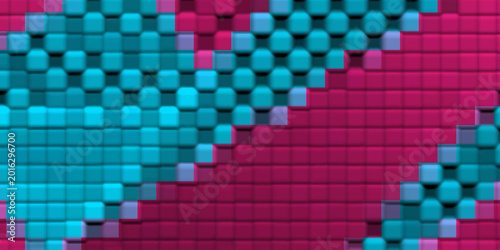 Colorful Cyan and Pink Square Tile Mosaic Abstract Background Texture for Modern Digital Design