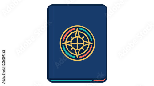 International travel passport line vector icon with editable stroke on white background for summer vacation and global tourism illustration featuring a colorful minimalist graphic design.