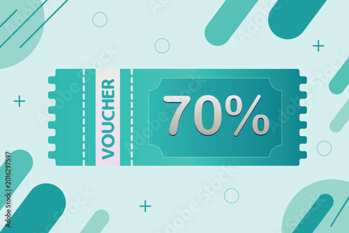 Teal 70 Percent Discount Voucher Vector Background