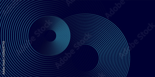 Blue abstract background with circular lines, technology futuristic template. Vector illustration, Eps 10