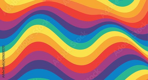 seamless wavy rainbow stripes pattern creating a vibrant psychedelic background perfect for a retro graphic design or pride celebration
