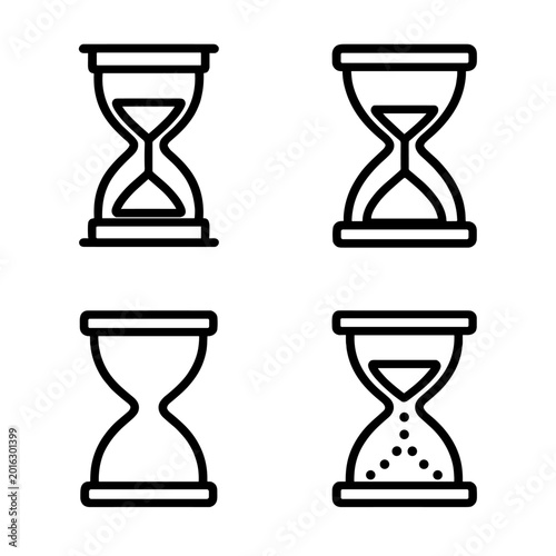 Black hourglass icons on gray background representing time concept