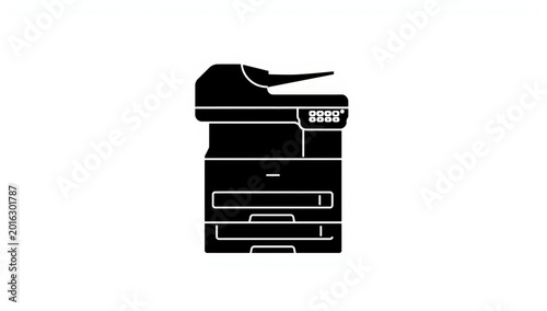 Office photocopier silhouette on a white background a modern black and white design high quality professional detailed