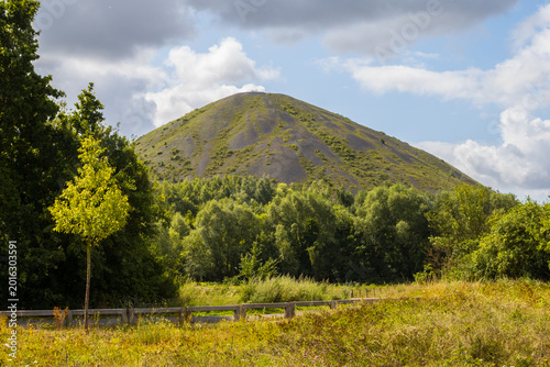 Terril, Slag heap of Hauts-de-France Mining Basin, hill formed by the mining waste near Cambrai - France