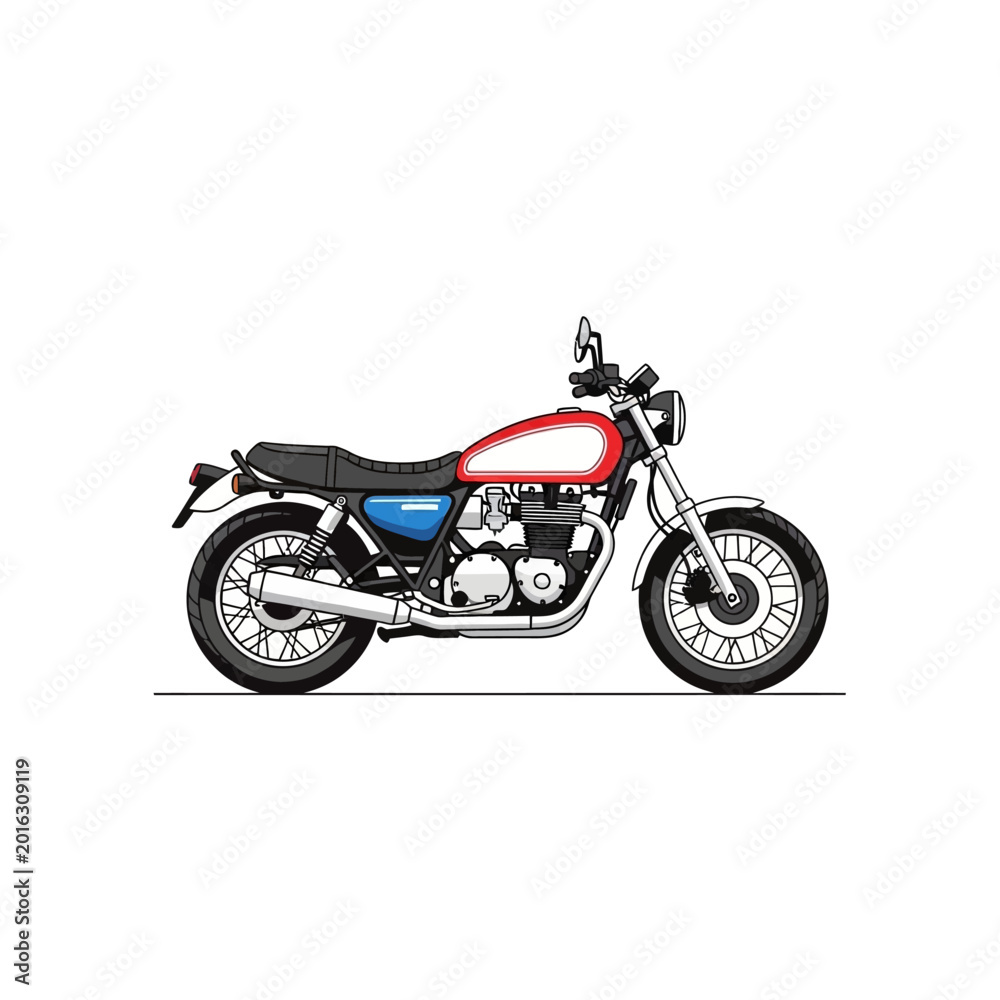 Obraz premium Classic motorcycle illustration retro design on white background