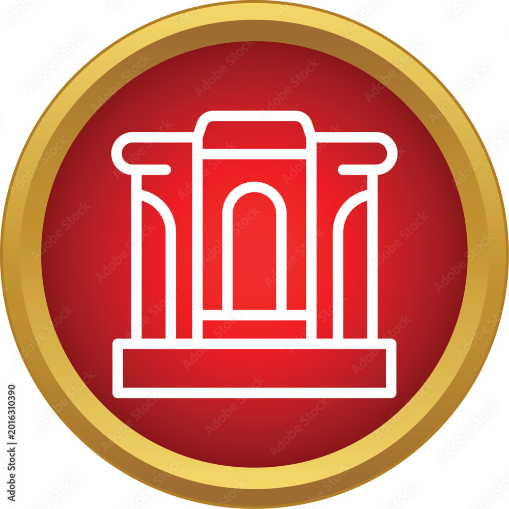 Fototapeta premium Outline building icon in a red circle, ideal for architecture, banking, and government concepts