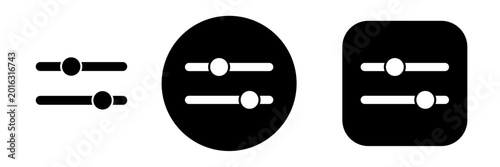 Bild auf Leinwand Minimal audio slider control icons set isolated on white background