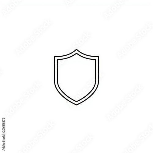 Shield outline icon on a white background simple line art security symbol high quality