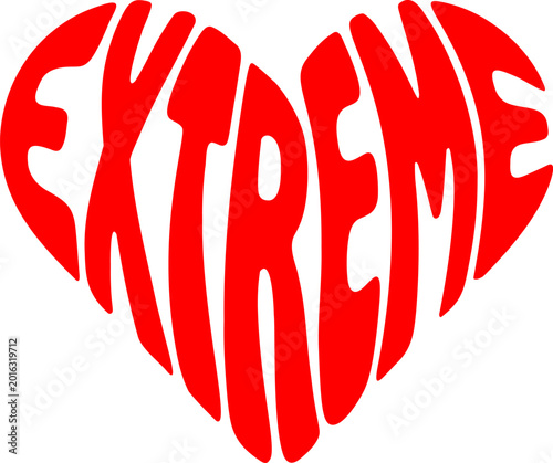  illustration of the word “Extreme” arranged in a heart shape.