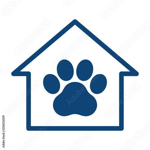 Dog house pet home icon paw print