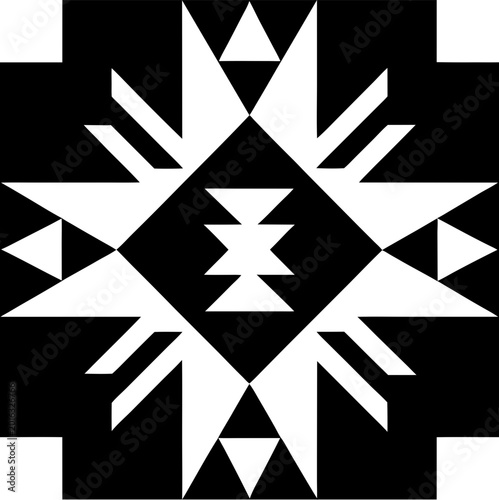 Black geometric pattern in African American tribal style, for creative design work. (vector)