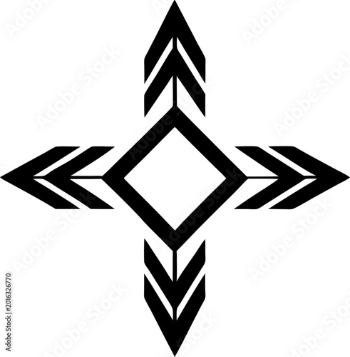 Black geometric pattern in African American tribal style, for creative design work. (vector)