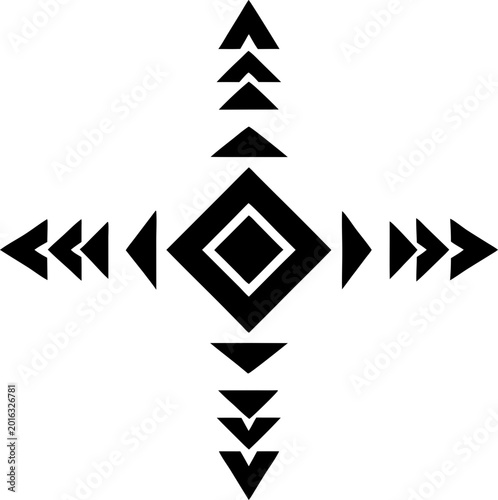 Black geometric pattern in African American tribal style, for creative design work. (vector)
