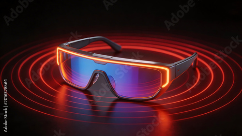 Futuristic smart glasses with glowing frame ideal for sleek commercial backgrounds and title sequences