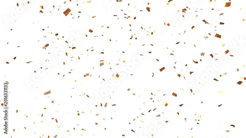 Quadro su tela Gold confetti celebration 3d Rendering Transparent Confetti