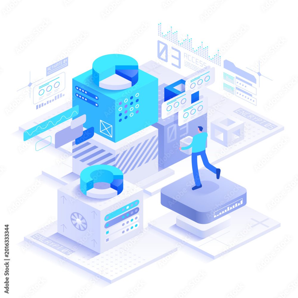 Εκτύπωση καμβά Futuristic infrastructure illustration for future services and database concept