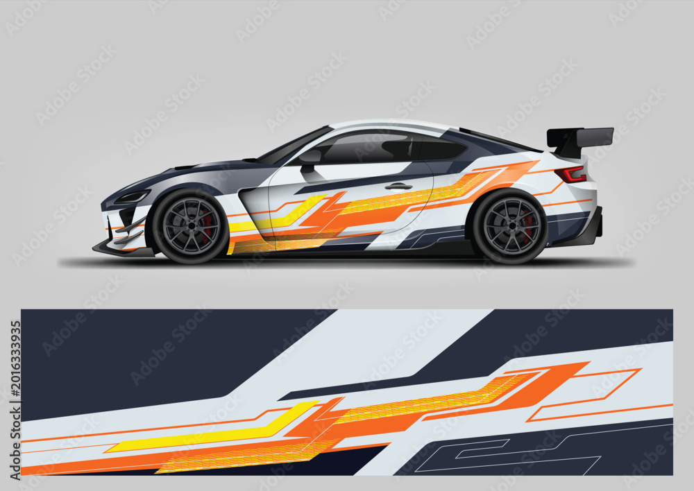Obraz premium Premium Racing Car Livery, Abstract Vinyl Wrap Design with Sharp Sport Graphics