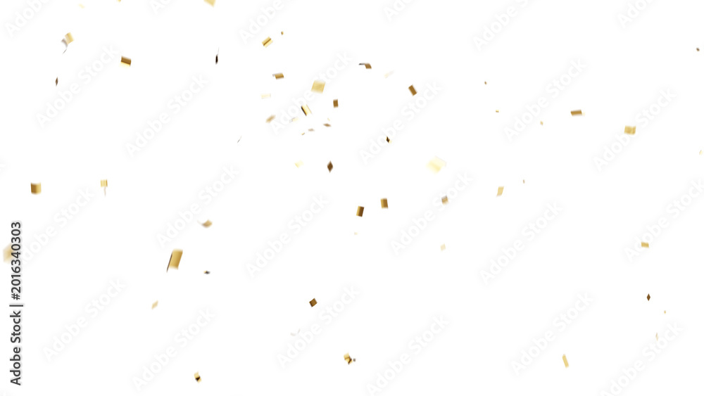 Fototapeta premium Colorful Multicolor Confetti PNG – Bright Rainbow Gold Silver Shiny Party Celebration Confetti Pieces Scattered on Clean White Background High Resolution