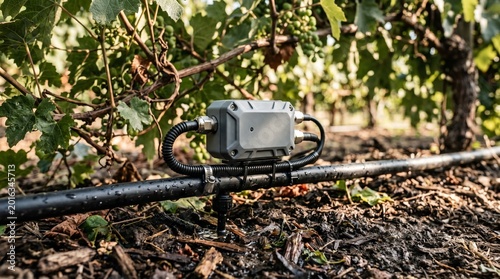 Smart Irrigation Sensor and Controller on a Water Pipe in a Vineyard for Precision Agriculture