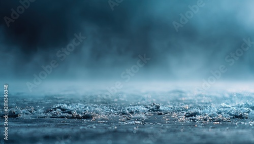 Mysterious Foggy Ground with Ice and Water Reflections.