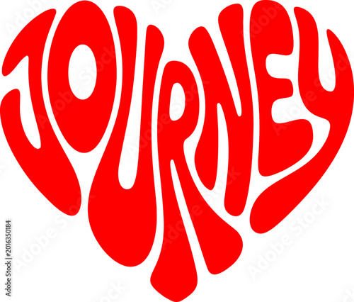  illustration of the word “Journey” arranged in a heart shape.