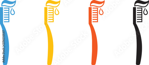 Tooth Brush Icon Vector Flat Design – Art Tool Symbol for Creative design