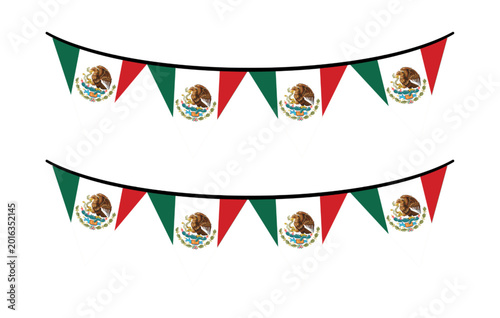 Bilde på lerret Mexican flag bunting garland with red white and green triangular pennants