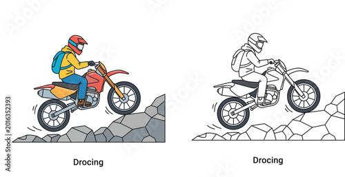 Fotografía Professional dirt bike rider navigating rocky mountain terrain motocross enduro