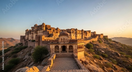  Grand Indian Palace Courtyard with Traditional Architecture