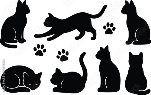 black silhouettes of cats