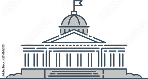 Foto Minimalist government building line art illustration of a capitol or courthouse