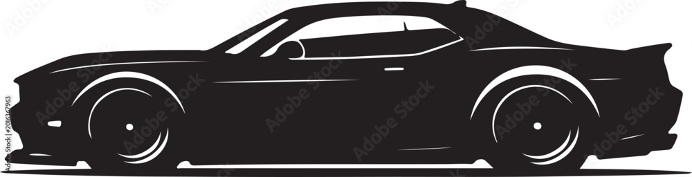 Fototapeta premium Car side view silhouette icons. Vehicle profile illustration