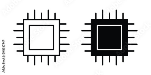 Photos Computer microprocessor icon concept editable stroke outline