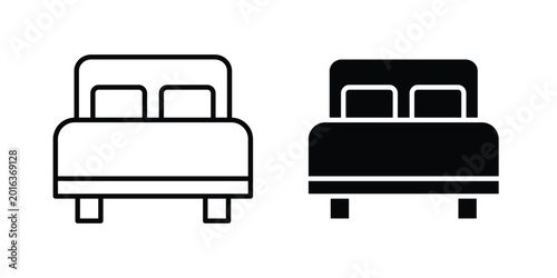 Foto Double bed icon concept editable stroke outline