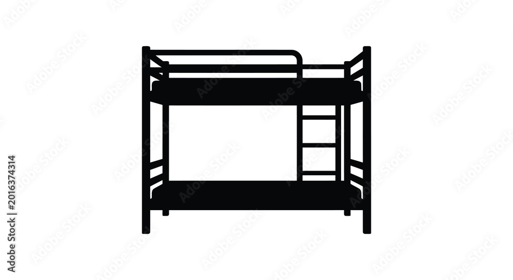 Fototapeta premium Bunk bed silhouette on a white background