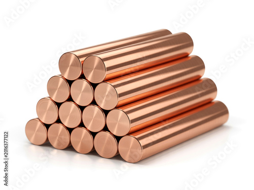 Copper Rods Bars Cylinders Stack Metal Rods Industrial Material