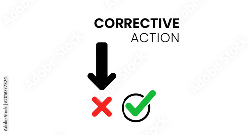 Corrective Action Concept Icon with Checkmark and Cross Symbols