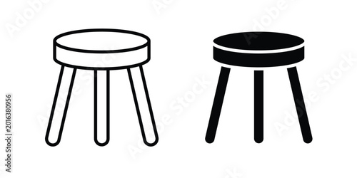 Canvastavla Three legged stool icon concept editable stroke outline