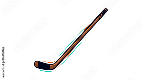 Vibrant ice hockey stick vector icon with a colorful line design, perfect for winter sports equipment illustrations, athletic competition graphics, and modern team branding on a white background.