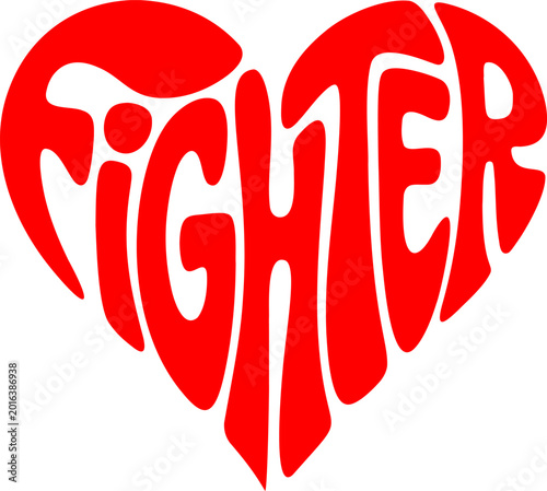  illustration of the word “Fighter” arranged in a heart shape.